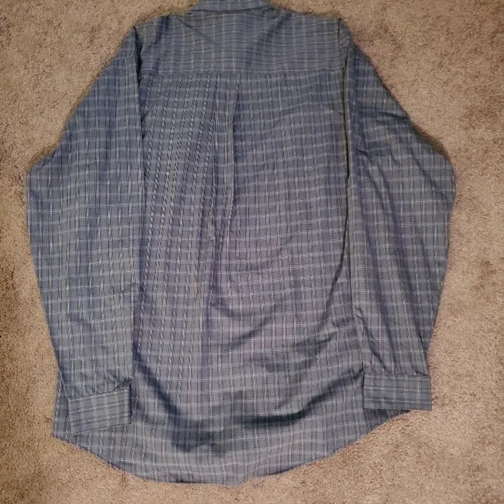 Arrow Blue Gray Plaid Dress Shirt - Large Tall 16-16 1/2